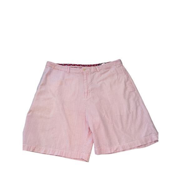 Vineyard Vines Men 38 Club Shorts Red & White Seersucker Stripe Preppy Nautical - Picture 4 of 14